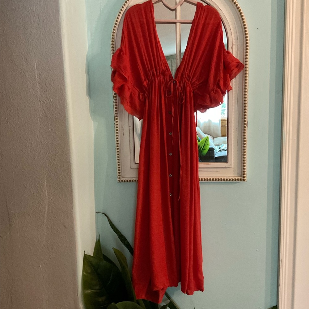 Charlie Charlie Charlotte women’s red maxi boho vm beach dress Size Medium